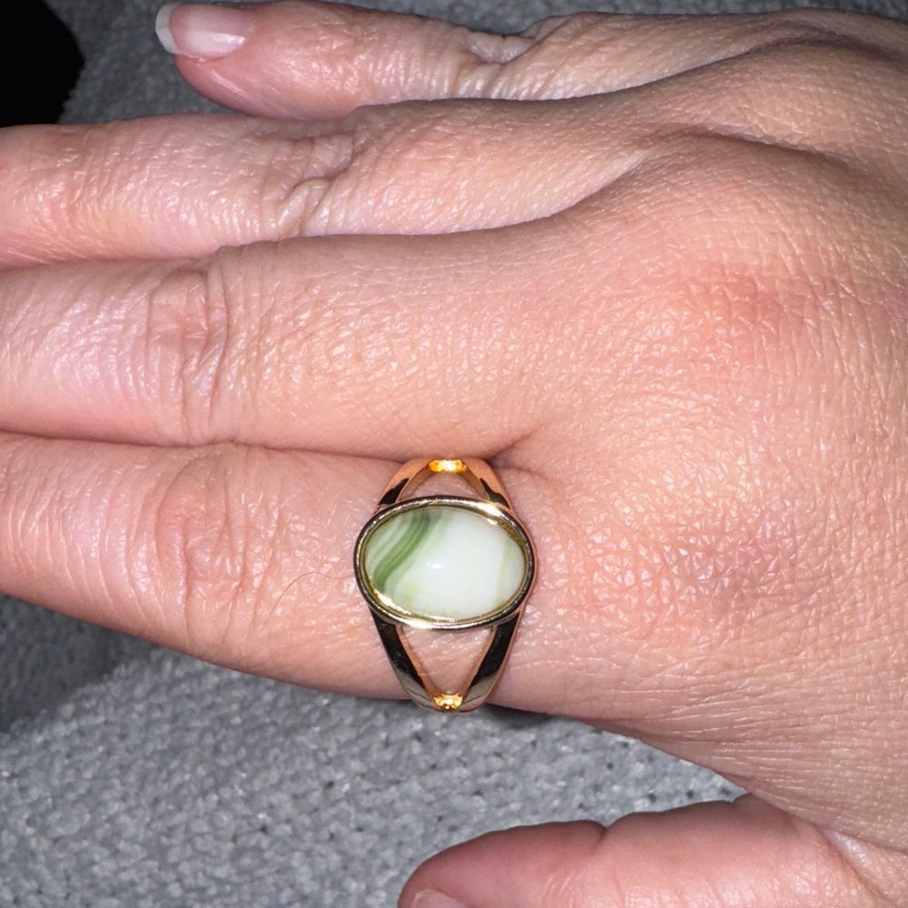 Torrid Gold Ring with Green Swirl Stone****FINAL MARKDOWN****